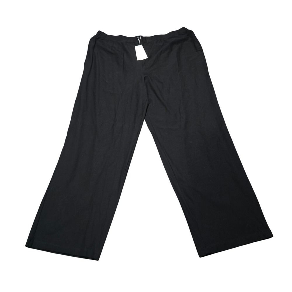 Eileen Fisher Straight Pant W/Yoke Women 3X Black Viscose Stretch EETK-P0375X